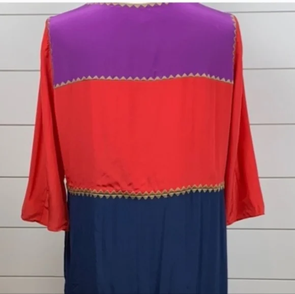 BCBGMaxAzria Color Block Tunic Silk  Dress Multi Colors Medium - Picture 8 of 10
